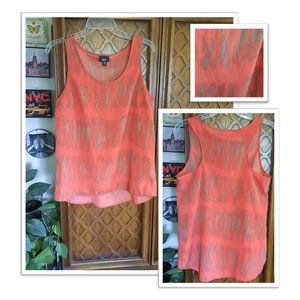 3/$15 Mossimo Orange Abstract Print Tank Blouse - Size S